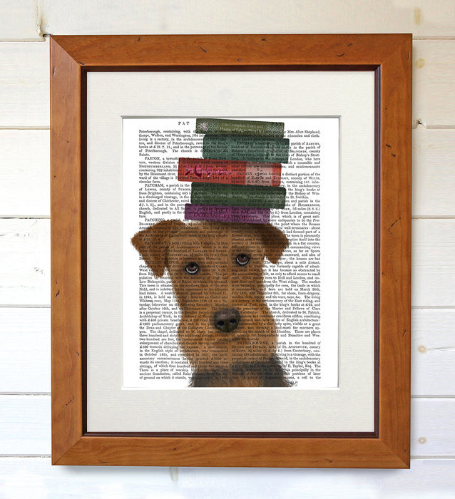 Airedale and Books Dog Book Print, Art Print, Wall Art