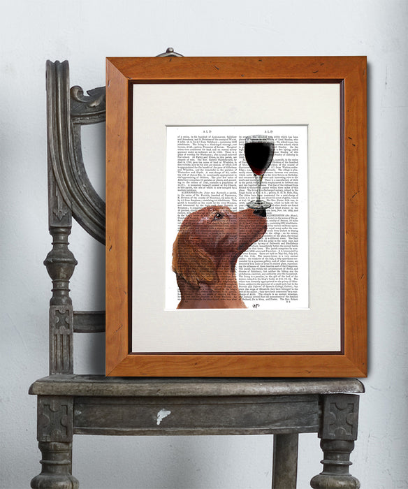 Red Setter, Irish Setter Dog Au Vin Book Print, Art Print, Wall Art