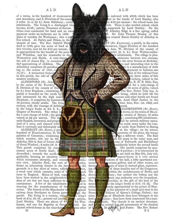 Scottish Terrier in Kilt Dog Book Print, Art Print, Wall Art