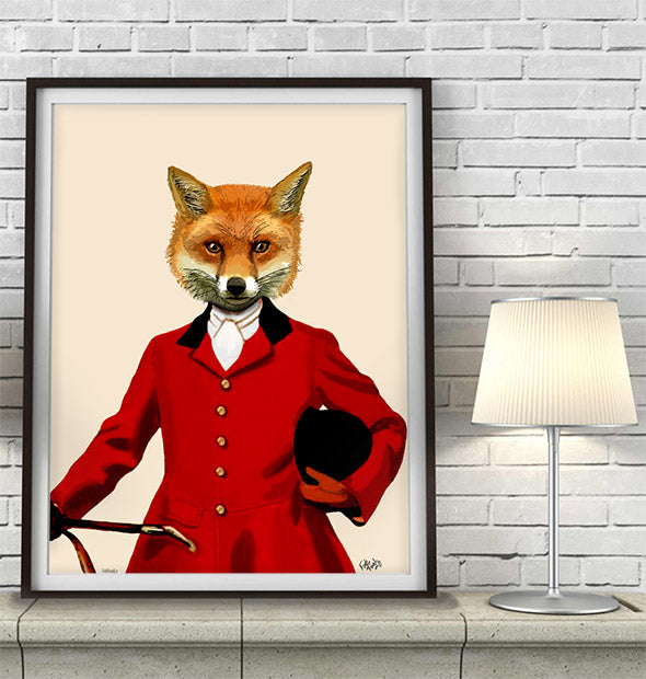 Fox Hunter 2, Portrait, Art Print, Canvas Wall Art