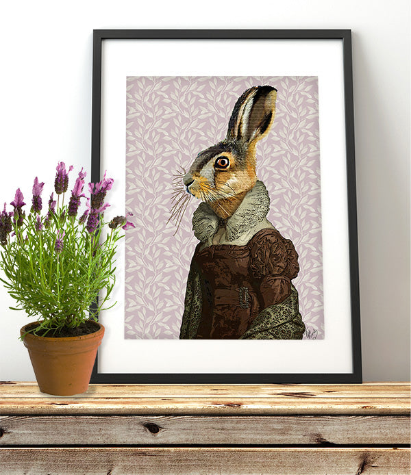 Madam Hare, Art Print, Canvas Wall Art