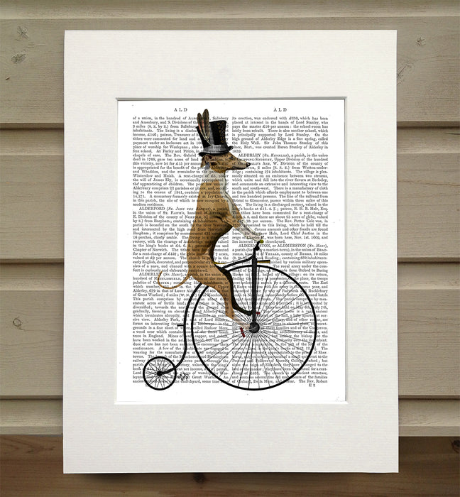 Greyhound on Penny Farthing Dog Book Print, Art Print, Wall Art