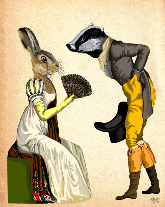 Look of Love Hare & Badger Art Print, Wall Art