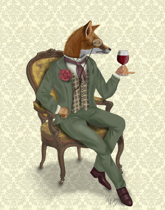 Wine Taster Fox, Full Art Print, Wall Art