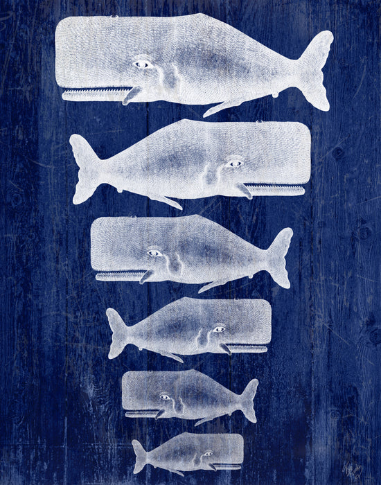 Whale Family, Ocean Mammal Nautical Print, Coastal Art