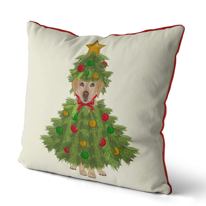 Yellow Labrador, Christmas Tree Costume, Dog Cushion / Throw Pillow