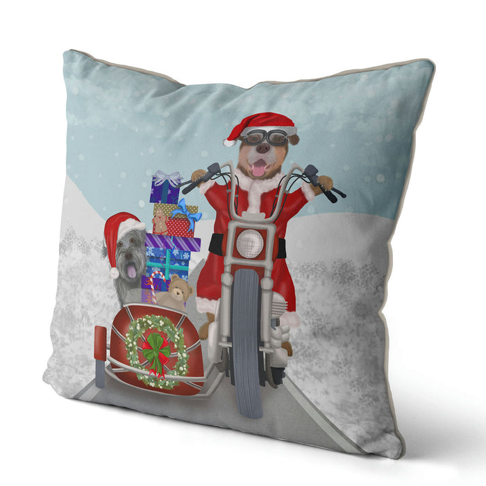 Mutts Christmas Chopper, Dog Christmas Cushion / Throw Pillow