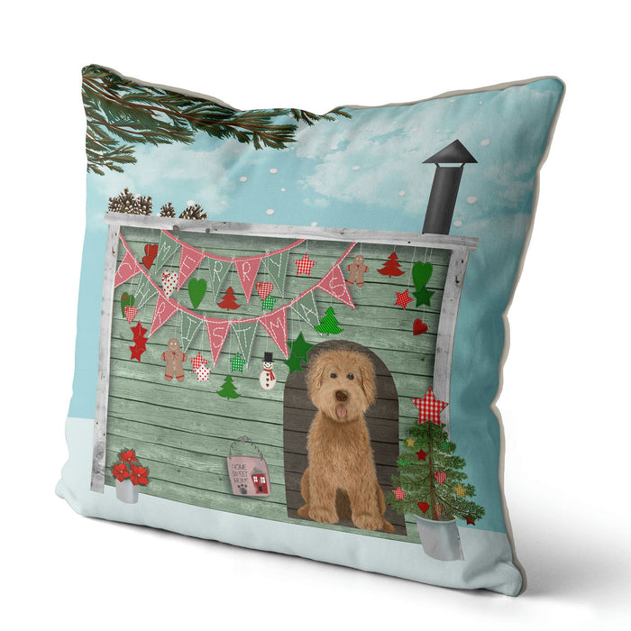 Christmas Dog Kennel - Homespun, Cushion / Throw Pillow