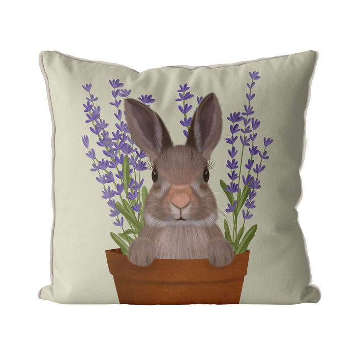 Bunny In Lavender Pot, Cushion / Throw Pillow