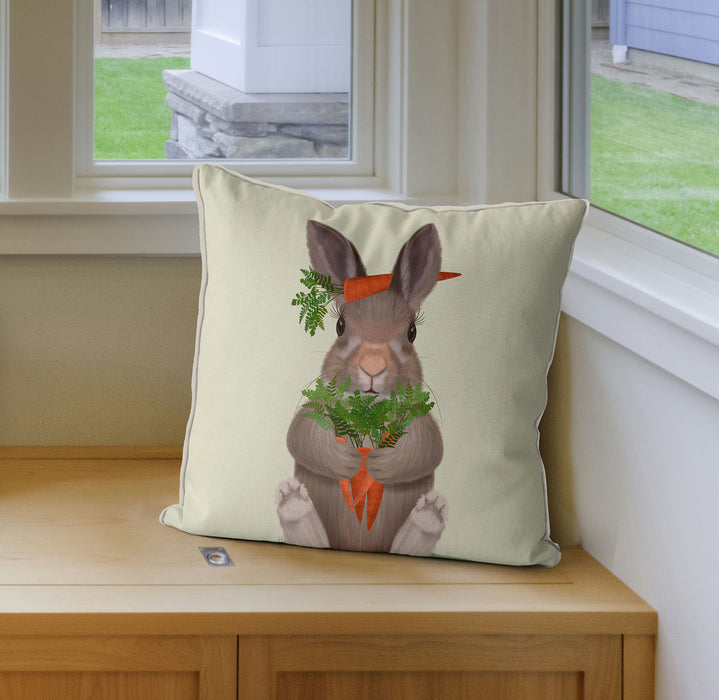 Rabbit Carrot Hug, Cushion / Throw Pillow