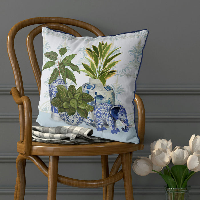 Chinoiserie Group With Elephant, Cushion / Throw Pillow