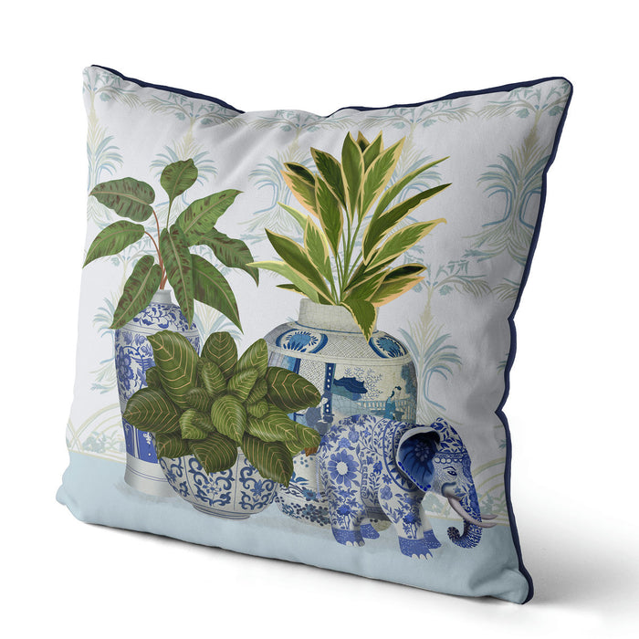 Chinoiserie Group With Elephant, Cushion / Throw Pillow