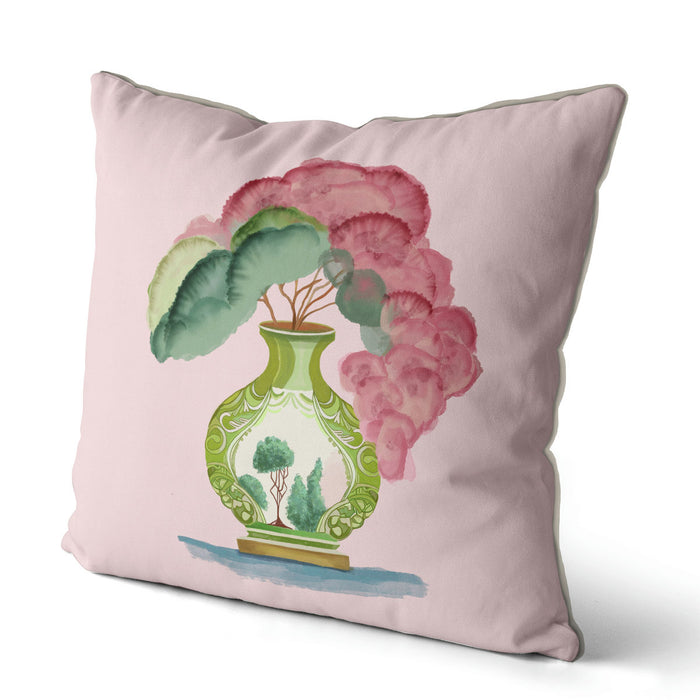 Pink Green Vase 3, Cushion / Throw Pillow