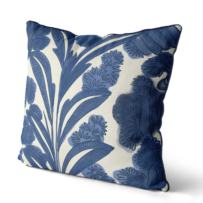 Blue Palms, Chinoiserie Cushion / Throw Pillow