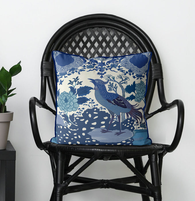 Cockerel in Blue, Chinoiserie Cushion / Throw Pillow