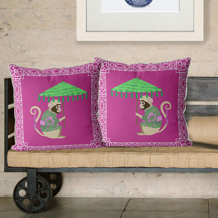 Monkey Parasol 2 Chinoiserie Cushion Collection, Cushion / Throw Pillow