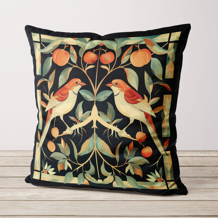 Peach Rumba Bird Boutique Velvet Cushion Throw Pillow Cover — FabFunky