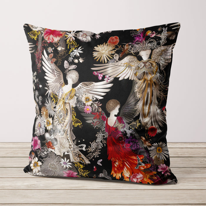 Boutique Velvet Cushion Throw Pillow Cover: Angel Flotsam Divine