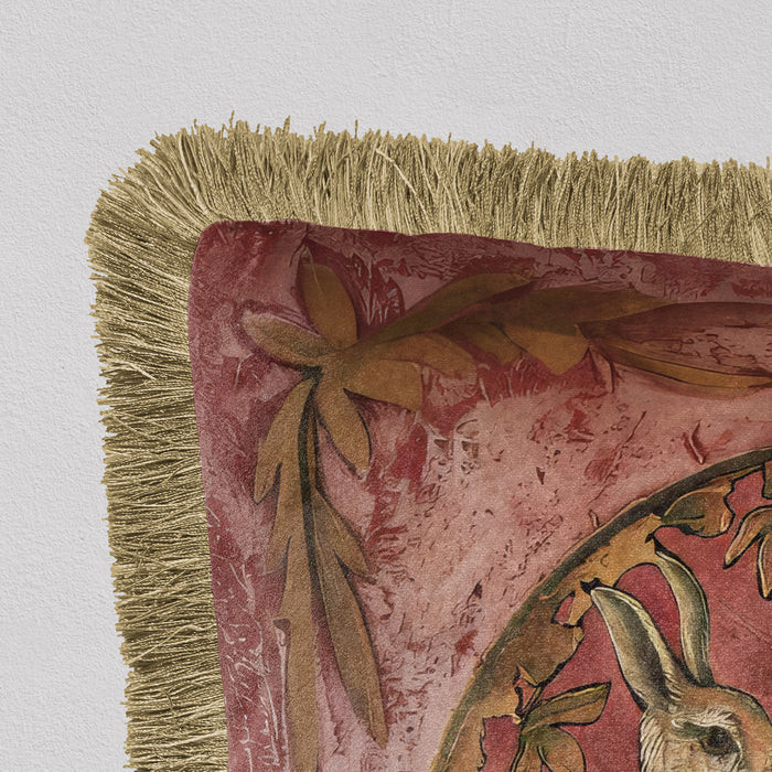 Medieval Hare 10 Luxury Fringed Velvet Cushion Throw Pillow Cover