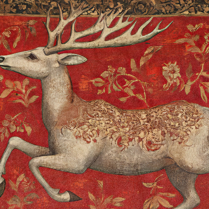 Medieval Stag 5 Luxury Fringed Velvet Cushion Throw Pillow Cover