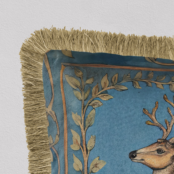 Medieval Stag 6 Luxury Fringed Velvet Cushion Throw Pillow Cover
