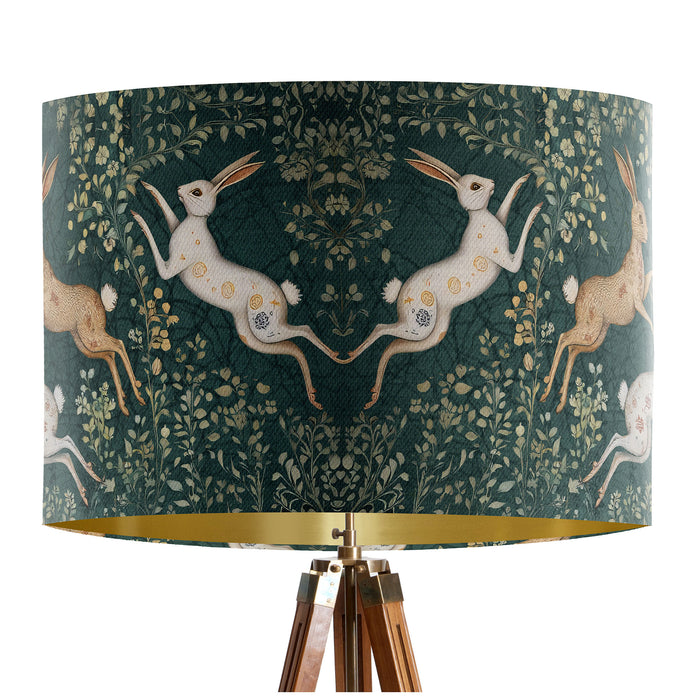 Hare Dancers Olive Green Lamp shade, Drum, Pendant Lighting
