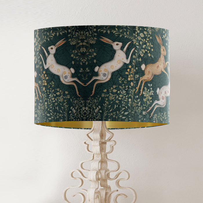 Hare Dancers Olive Green Lamp shade, Drum, Pendant Lighting