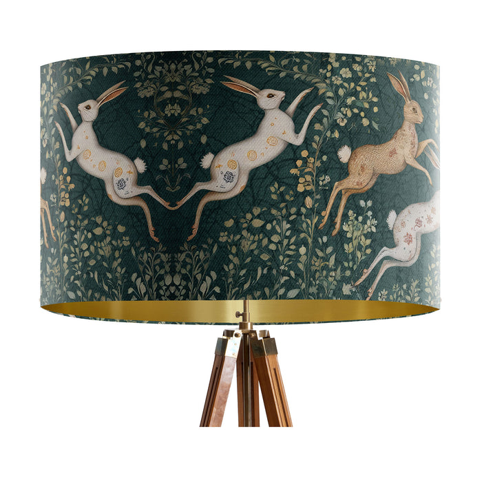 Hare Dancers Olive Green Lamp shade, Drum, Pendant Lighting