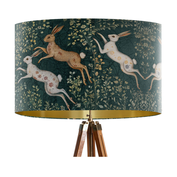 Hare Dancers Olive Green Lamp shade, Drum, Pendant Lighting