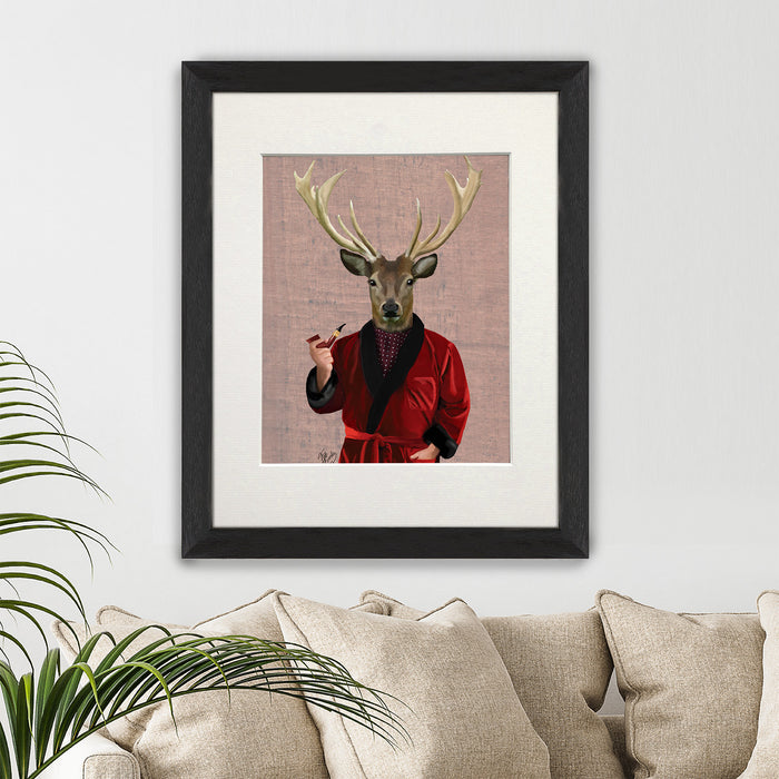 Deer in Smoking Jacket, Art Print, Canvas Wall Art