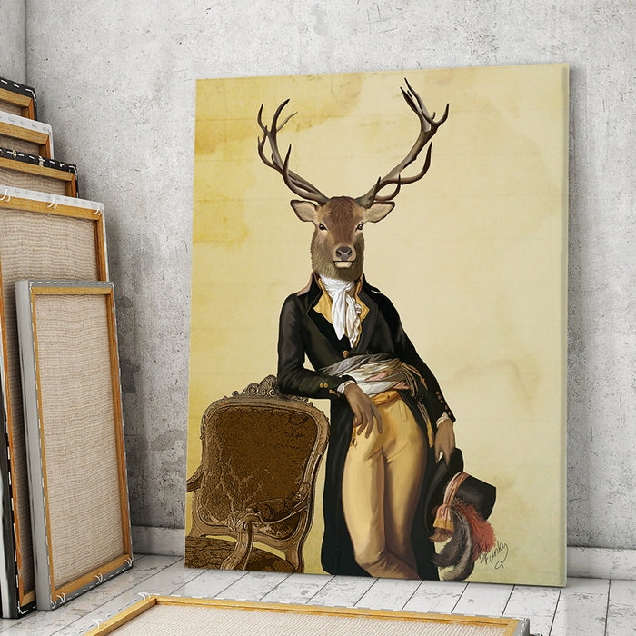 Deer and Chair, Full, Art Print, Canvas Wall Art