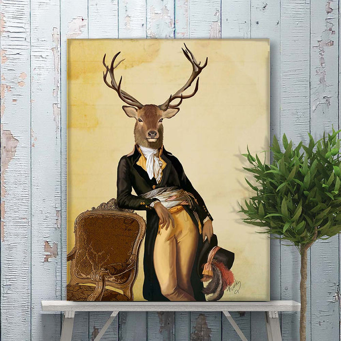 Deer and Chair, Full, Art Print, Canvas Wall Art
