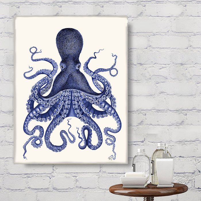 Blue Octopus 3, Nautical print, Coastal art