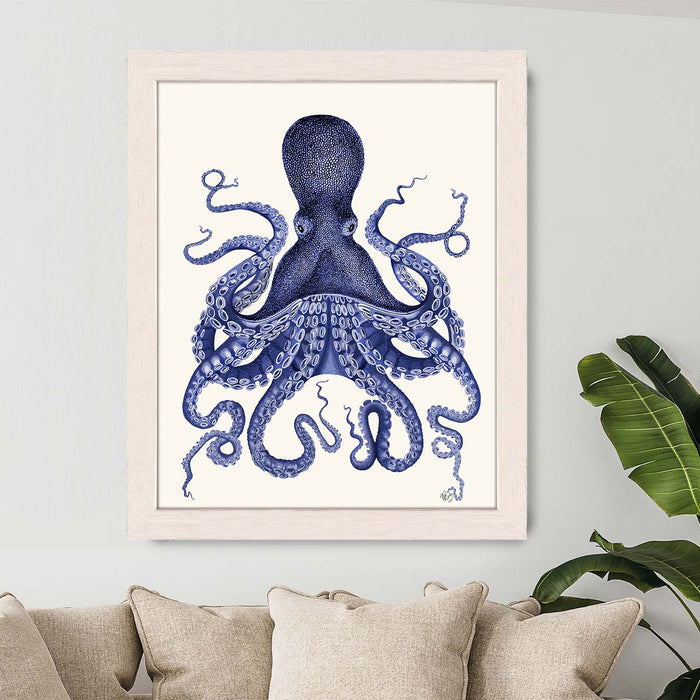 Blue Octopus 3, Nautical print, Coastal art