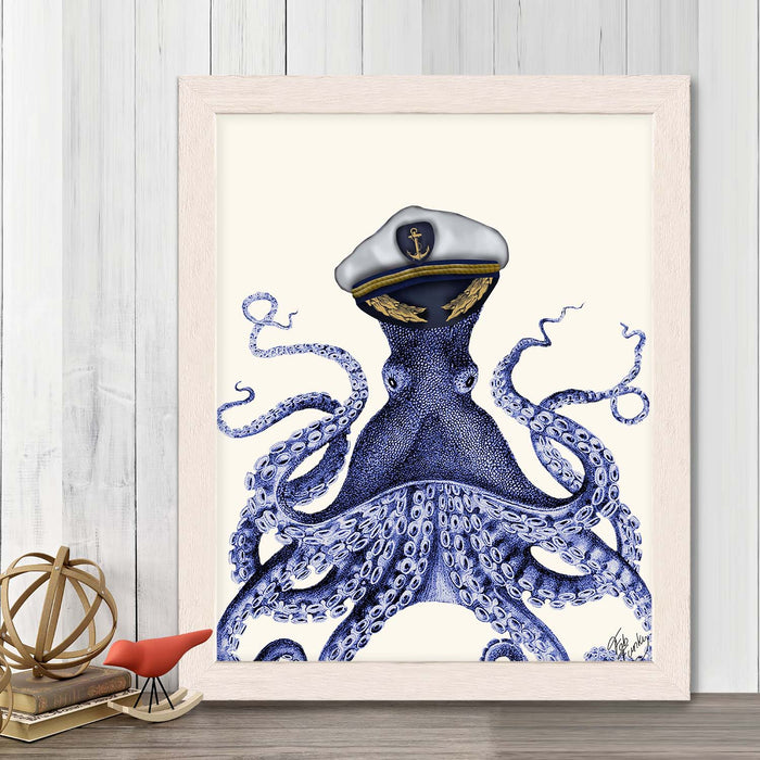 Captain Octopus, Nautical print, Coastal art