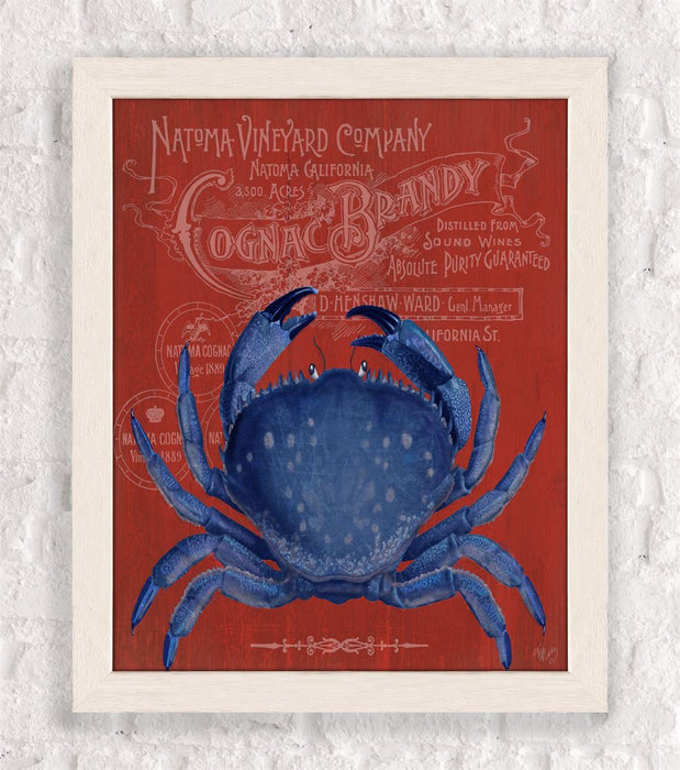 Crab, Prohibition Crab in Red White & Blue Nautical print, Coastal art