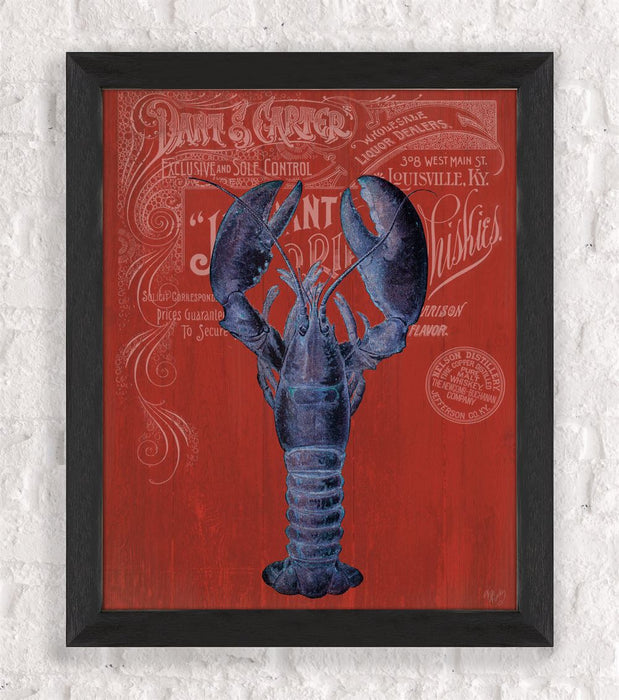 Lobster, Prohibition Lobster On Red White or Blue, Nautical print, Coastal art