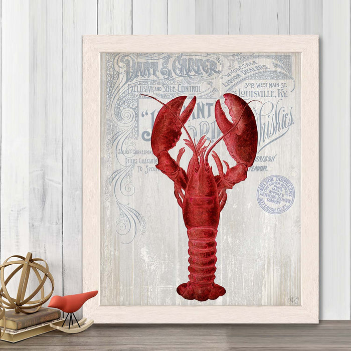Lobster, Prohibition Lobster On White, Nautical print, Coastal art