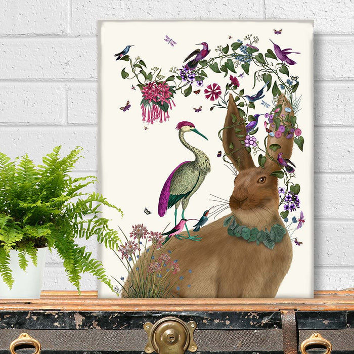 Hare Birdkeeper and Heron, Art Print, Canvas Wall Art
