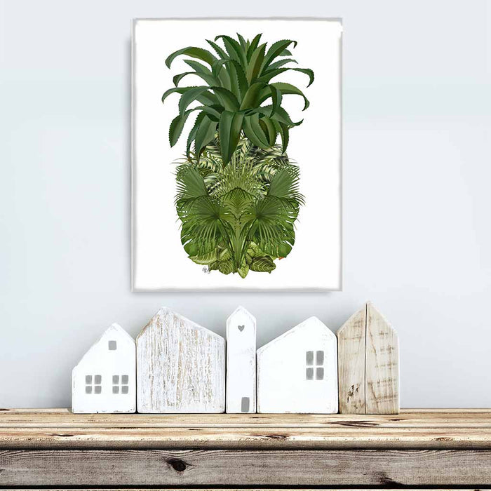 Pineapple, Tropical Palms, Green, Botanical art print, Wall art
