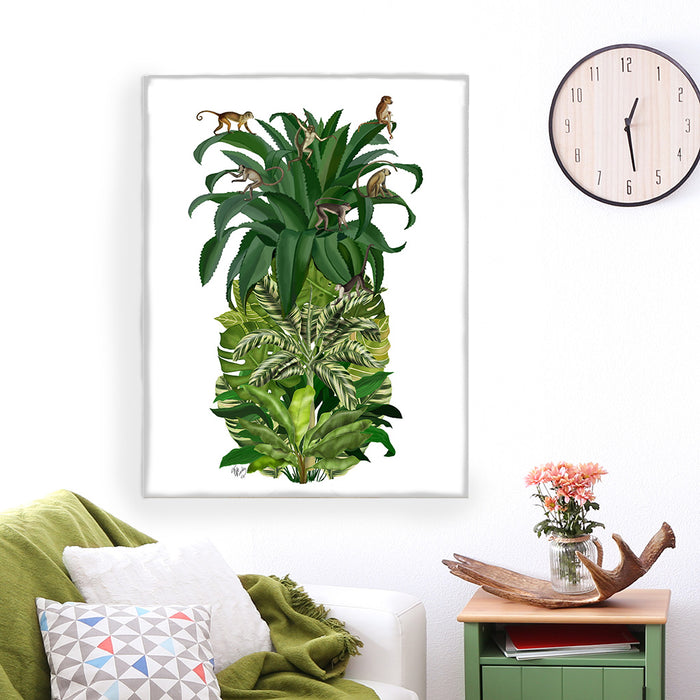 Pineapple, Monkeys, Botanical art print, Wall art
