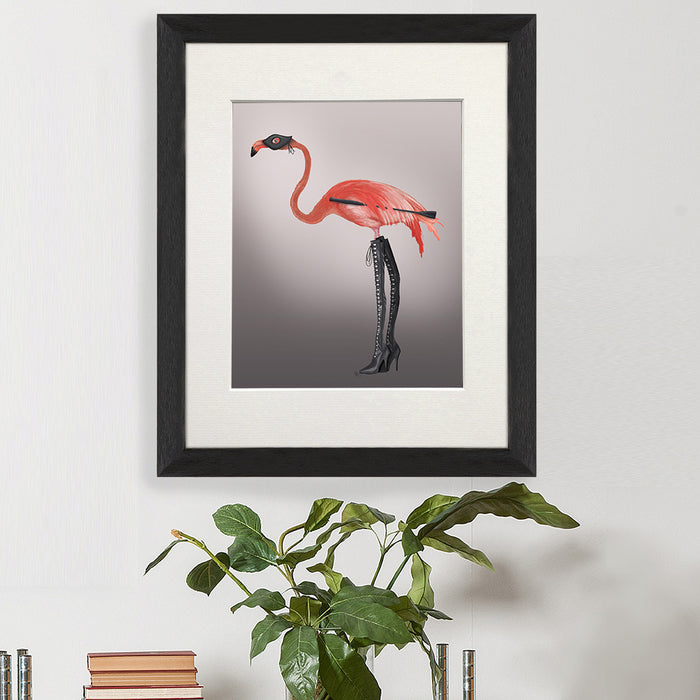 Flamingo with Kinky Boots, Bird Art Print, Wall Art