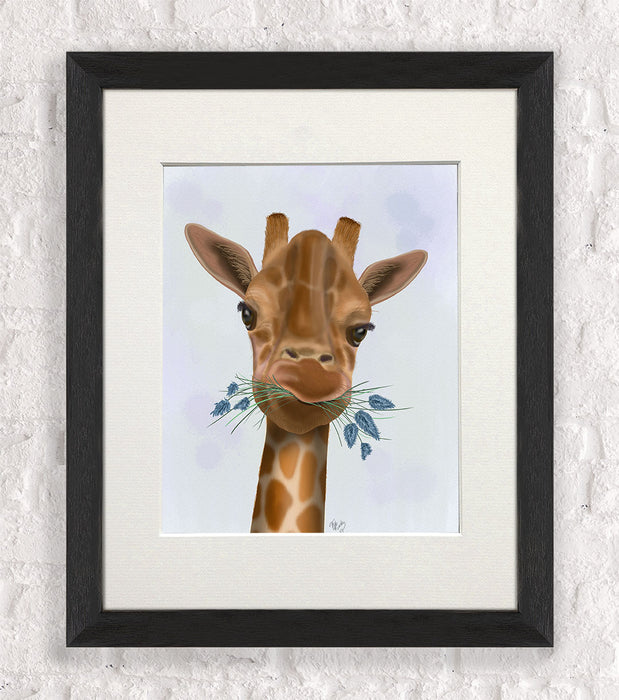 Chewing Giraffe 2, Art Print, Canvas Wall Art