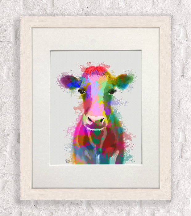 Cow Rainbow Splash, Animal Art Print, Wall Art