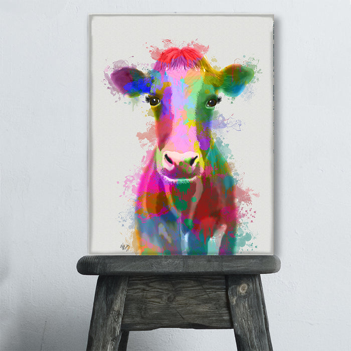 Cow Rainbow Splash, Animal Art Print, Wall Art