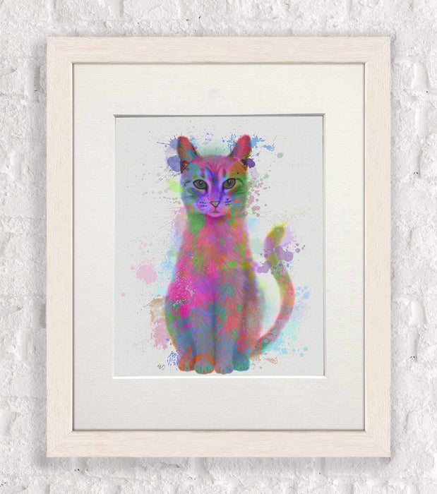 Cat Rainbow Splash 4, Art Print, Canvas Wall Art
