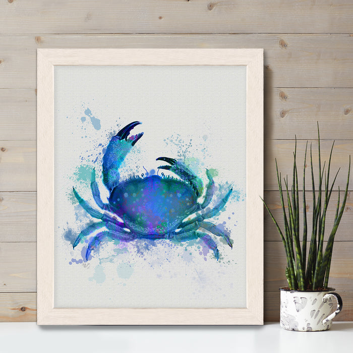 Crab 1 Blue Rainbow Splash, Nautical, Coastal Art Print