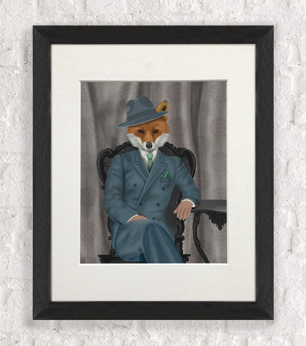 Fox 1930s Gentleman, Art Print, Canvas Wall Art
