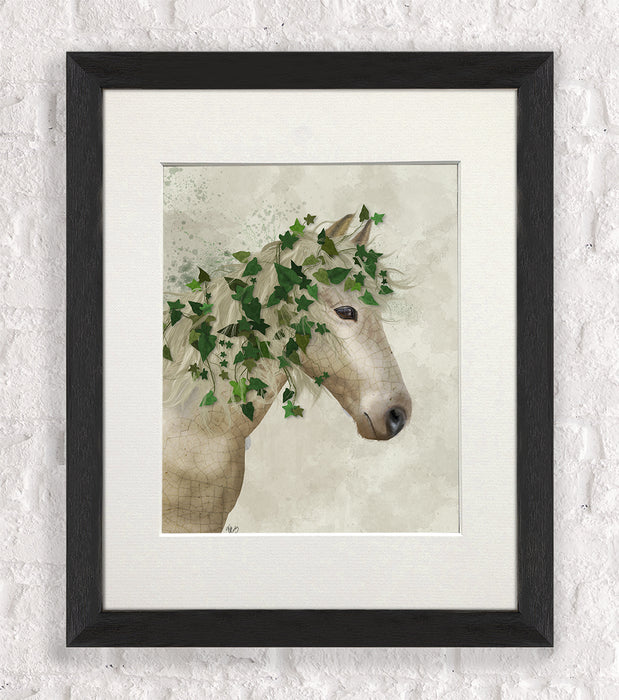 Horse Porcelain with Ivy, Animal Art Print, Wall Art