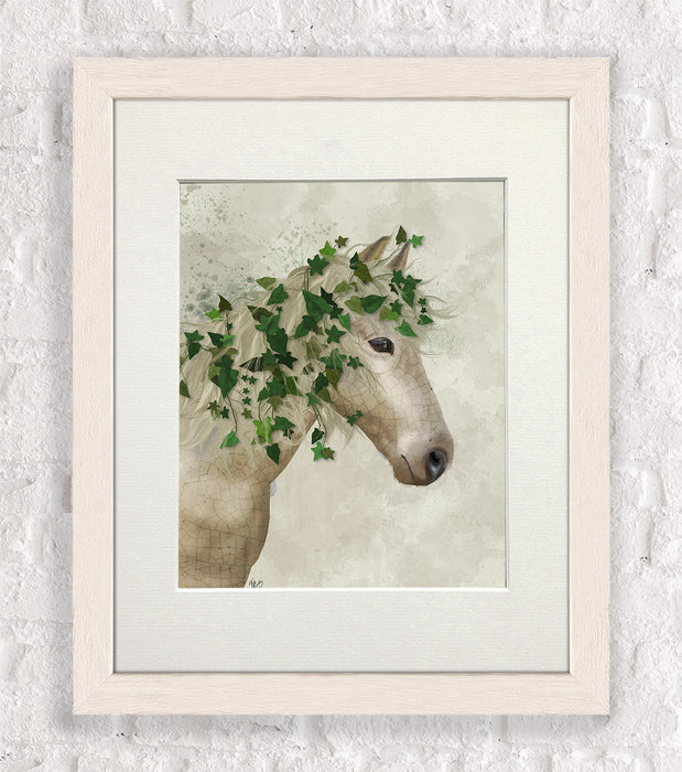 Horse Porcelain with Ivy, Animal Art Print, Wall Art